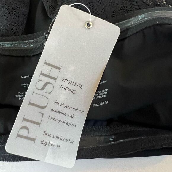 NWT Natori Thong Intimates High Rise Plush Black Lace Size S - Picture 7 of 8